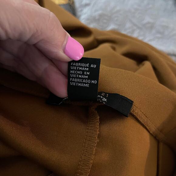 Forever 21 slacks pants trousers women's small brown mustard high waist zip frnt - Picture 8 of 12